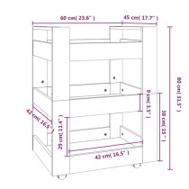 Belicia Wooden Kitchen Trolley With 3 Shelves In Grey Sonoma Oak