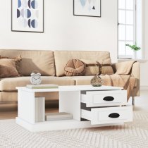 Vance Wooden Coffee Table With 2 Drawers In White