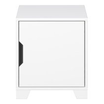 Luna Wooden Bedside Table With 1 Door In Pure White