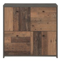 Beile Wooden Sideboard 4 Doors In Dark Grey And Concrete