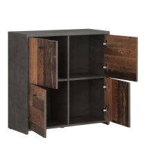 Beile Wooden Sideboard 4 Doors In Dark Grey And Concrete