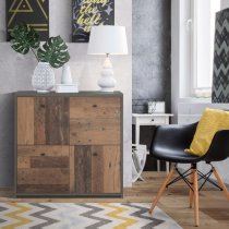 Beile Wooden Sideboard 4 Doors In Dark Grey And Concrete