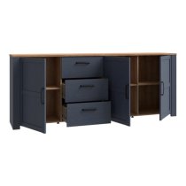 Belgin Sideboard Large 3 Doors 3 Drawers In Riviera Oak Navy