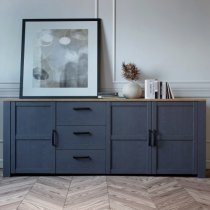 Belgin Sideboard Large 3 Doors 3 Drawers In Riviera Oak Navy