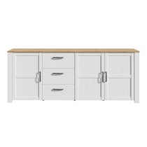 Belgin Sideboard Large 3 Doors 3 Drawers In Riviera Oak White