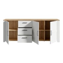 Belgin Sideboard Large 3 Doors 3 Drawers In Riviera Oak White