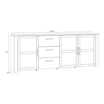 Belgin Sideboard Large 3 Doors 3 Drawers In Riviera Oak White