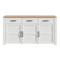 Belgin Sideboard 3 Doors 3 Drawers In Riviera Oak And White