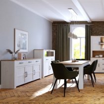 Belgin Sideboard 3 Doors 3 Drawers In Riviera Oak And White