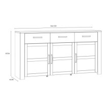 Belgin Sideboard 3 Doors 3 Drawers In Riviera Oak And White