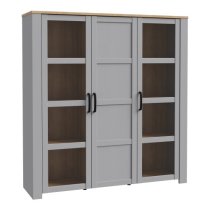 Belgin Display Cabinet 3 Doors In Riviera Oak And Grey Oak