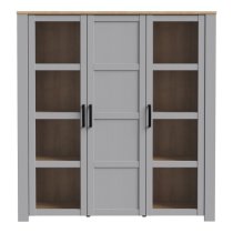 Belgin Display Cabinet 3 Doors In Riviera Oak And Grey Oak