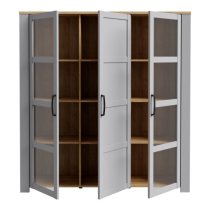 Belgin Display Cabinet 3 Doors In Riviera Oak And Grey Oak