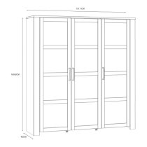 Belgin Display Cabinet 3 Doors In Riviera Oak And White