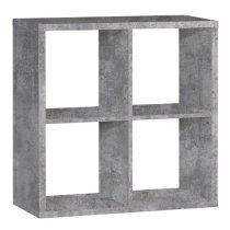 Mabon Wooden Bookcase With 4 Open Cubes In Concrete Effect