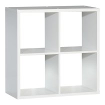 Mabon Wooden Bookcase With 4 Open Cubes In Matt White