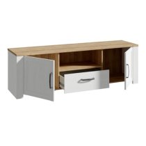 Belgin TV Stand 2 Door 1 Drawer In Riviera Oak And White