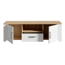 Belgin TV Stand 2 Door 1 Drawer In Riviera Oak And White