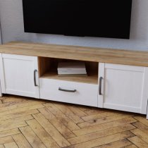 Belgin TV Stand 2 Door 1 Drawer In Riviera Oak And White