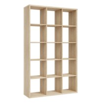 Mabon Wooden Bookcase With 15 Open Cubes In Sonoma Oak