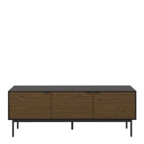 Savva Wooden TV Stand With 3 Doors In Black And Espresso