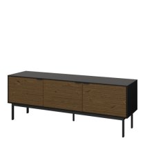 Savva Wooden TV Stand With 3 Doors In Black And Espresso