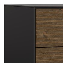 Savva Wooden TV Stand With 3 Doors In Black And Espresso