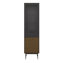 Savva Display Cabinet 2 Doors 1 Drawer In Black And Espresso