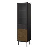 Savva Display Cabinet 2 Doors 1 Drawer In Black And Espresso