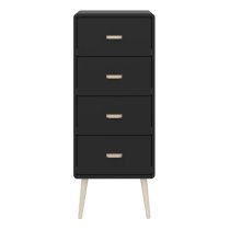 Marc Wooden Narrow Chest Of 4 Drawers In Black