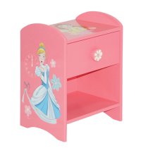 Disney Princess Chidrens Wooden Bedside Table In Pink