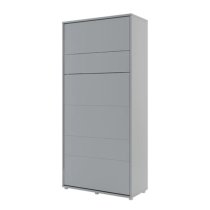 Cortez Wooden Single Bed Wall Vertical In Matt Grey With LED