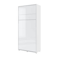 Cortez High Gloss Single Bed Wall Vertical In White With LED