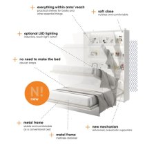 Cortez High Gloss Single Bed Wall Vertical In White With LED