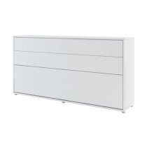 Cortez Wooden Single Bed Wall Horizontal In Matt White With LED