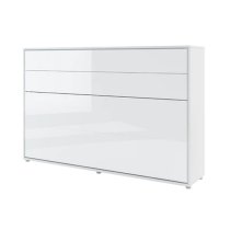 Cortez Gloss Small Double Bed Wall Horizontal In White With LED