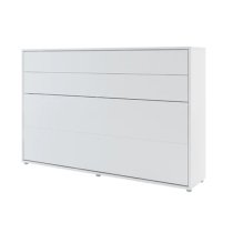 Cortez Double Bed Wall Horizontal In Matt White With LED