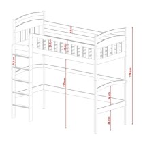 Madoc Wooden Loft Bunk Bed In White With Foam Mattresses