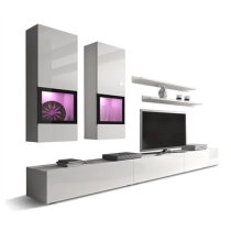 Belita High Gloss Entertainment Unit In White With LED Lights