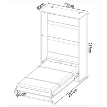 Cyan Wooden Small Double Bed Wall Vertical In Matt White