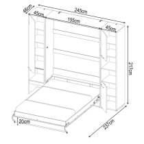 Cyan Double Bed With Storage Wall Vertical In Matt White LED