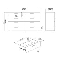 Perkin Wooden Chest Of 8 Drawers Wide In Truffle Oak