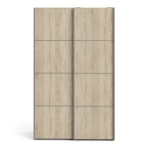 Vrok Sliding Wardrobe With 2 Oak Doors 2 Shelves In White