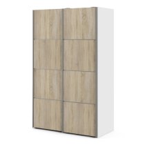 Vrok Sliding Wardrobe With 2 Oak Doors 2 Shelves In White