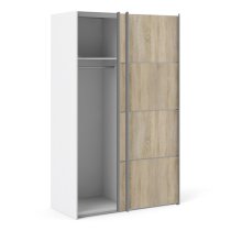 Vrok Sliding Wardrobe With 2 Oak Doors 2 Shelves In White