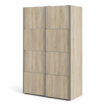 Vrok Sliding Wardrobe With 2 Oak Doors 5 Shelves In Oak