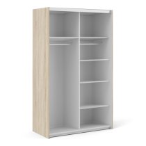 Vrok Sliding Wardrobe With 2 Oak Doors 5 Shelves In Oak