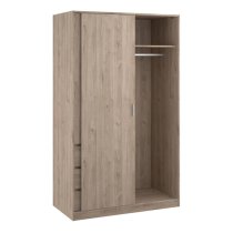 Nakou Sliding Wardrobe 2 Doors 3 Drawers In Jackson Hickory Oak