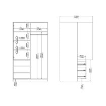 Nakou Sliding Wardrobe 2 Doors 3 Drawers In Jackson Hickory Oak