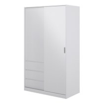 Nakou High Gloss Sliding Wardrobe 2 Doors 3 Drawers In White